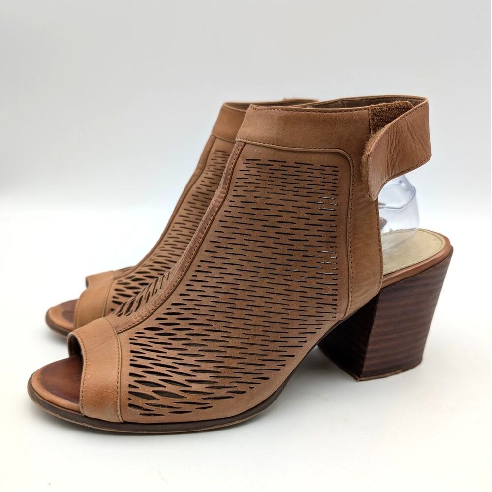 Vince Camuto Lavette Perforated Peep Toe Bootie Women's Brown Size US10M EU40.5